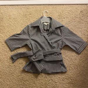 SHABBY APPLE gingham wrap top - black & white